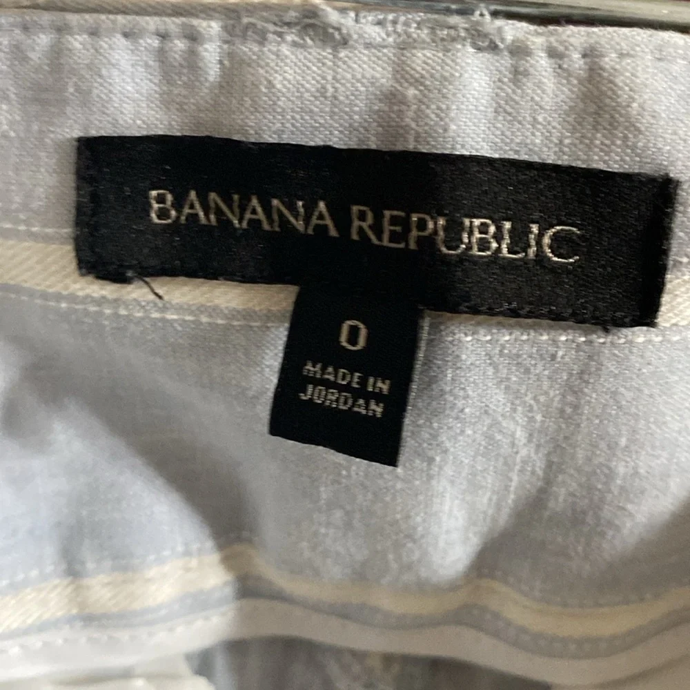 Banana Republic Logan crop Blue White linen Striped pants women 0 vacation beach